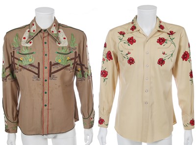 Lot 114 - Two Nathan Turk men's chain-stitch embroidered shirts, mid-20th century