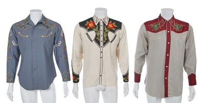 Lot 118 - Four men's embellished wool Western shirts, mid-20th century