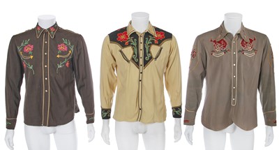 Lot 119 - Three men's embellished wool Western shirts and a cotton jacket, mid-20th century