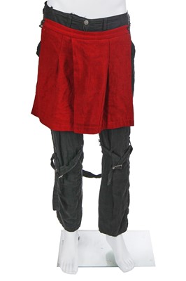 Lot 95 - A pair of Westwood/McLaren Seditionaries black cotton bondage trousers, with rare kilt attachments circa 1977