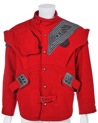 Lot 74 - A Kansai Yamamoto men's red wool parachute jacket, Autumn-Winter 1983-84