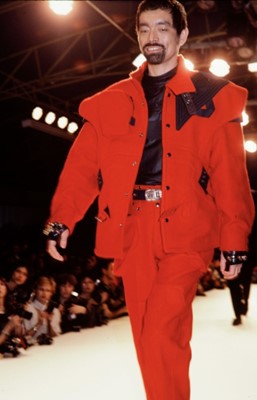 Lot 74 - A Kansai Yamamoto men's red wool parachute jacket, Autumn-Winter 1983-84