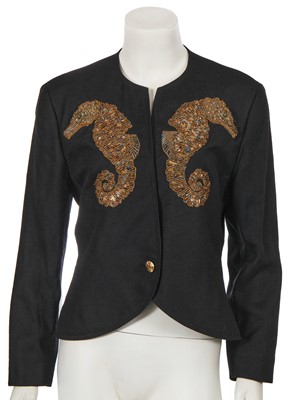 Lot 428 - A Christan Dior by Marc Bohan black linen seahorse jacket, Spring-Summer 1989