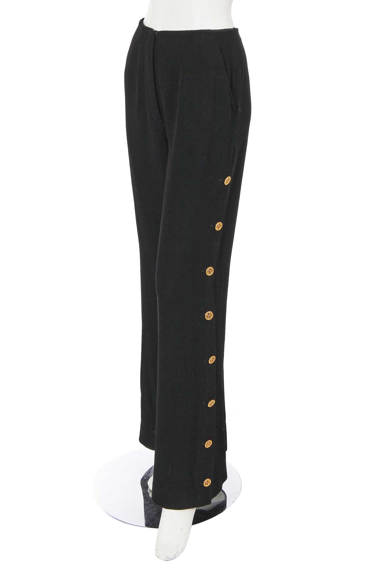 Lot 165 - A pair of Chanel by Karl Lagerfeld black wool trousers, Spring-Summer 1993