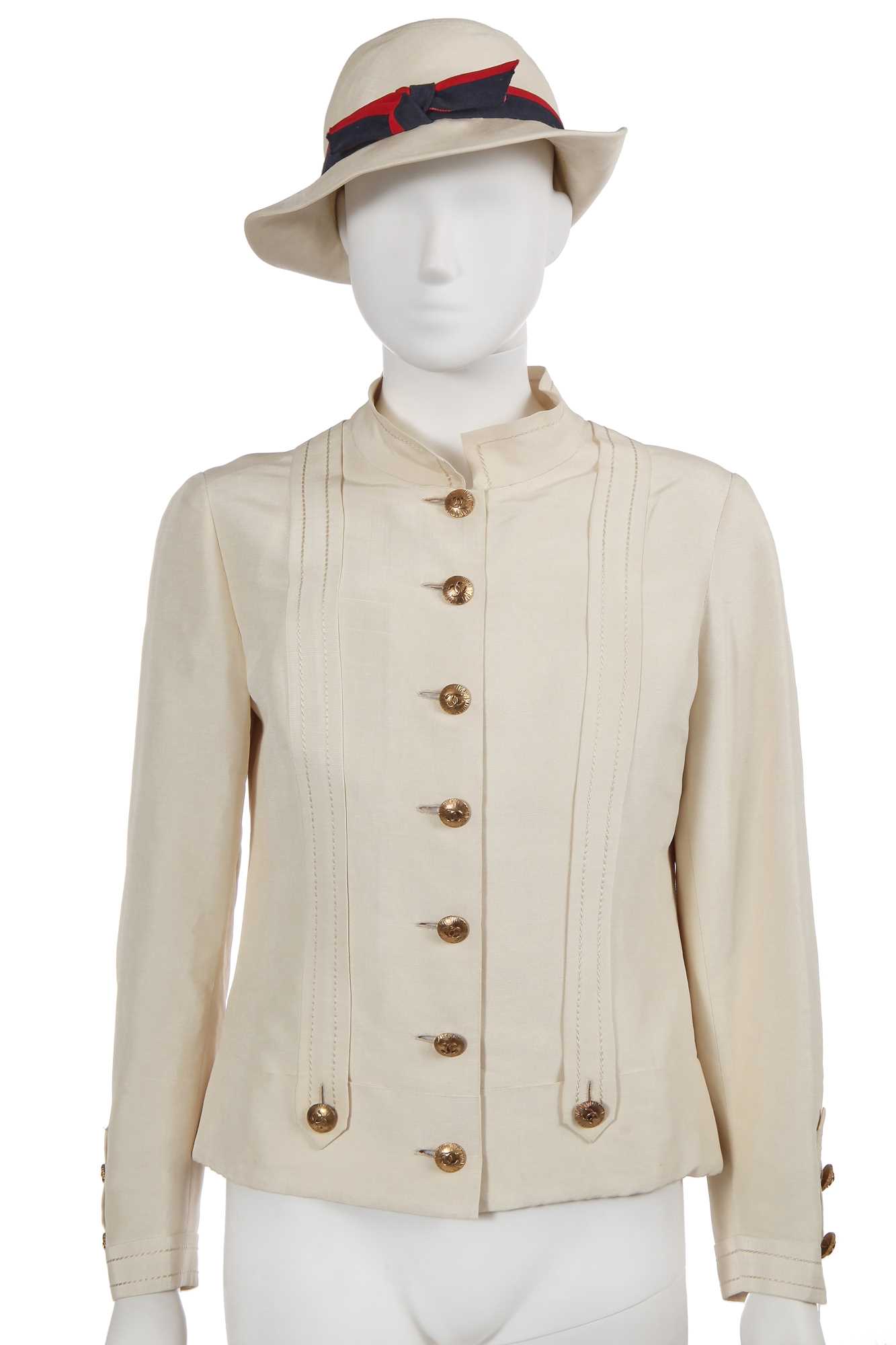 Lot 168 - A Chanel haute couture ivory silk jacket, circa 1973