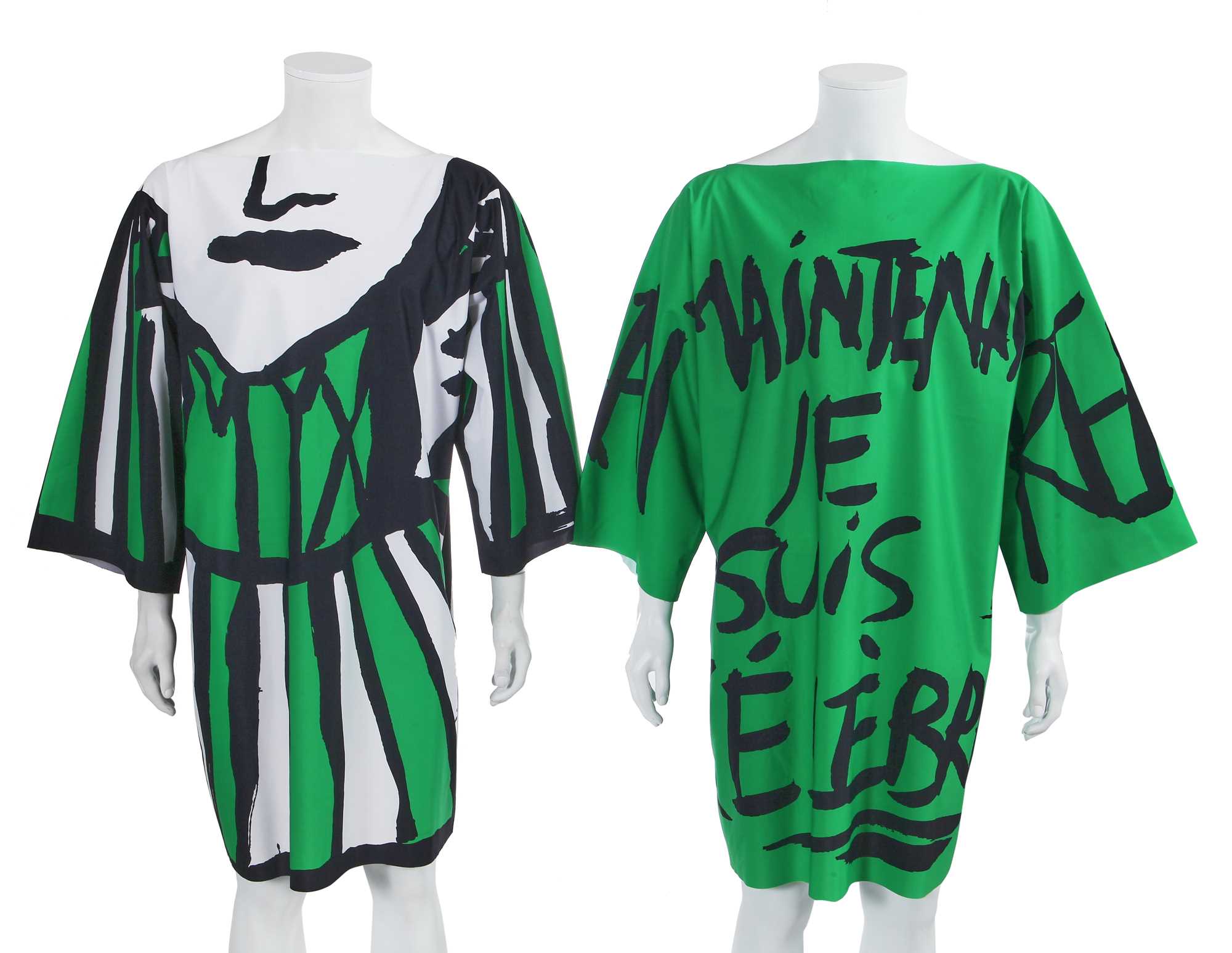 Lot 17 - Two Jean-Charles de Castelbajac unisex printed synthetic jersey tunics, 2012