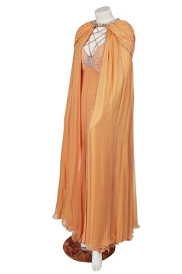 Lot 515 - A Loris Azzaro apricot jersey and chiffon ensemble, 1970s
