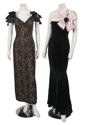 Lot 462 - Five black designer dresses, 1980s