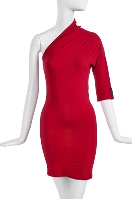 Lot 244 - A John Flett red stretch cotton jersey dress, 1980s