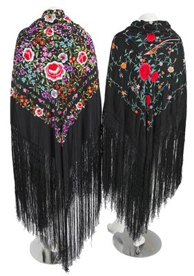 Lot 690 - Two Cantonese silk shawls, Chinese for the European market, 1920s