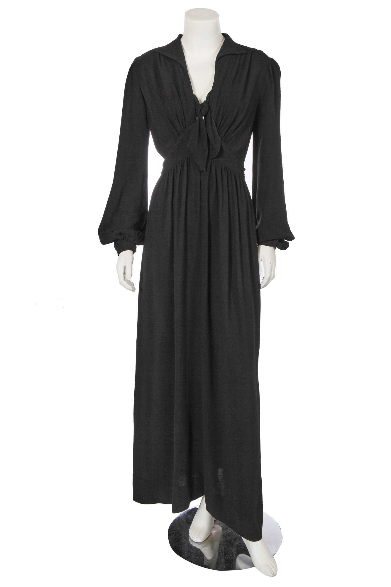 Lot 473 - An Ossie Clark for Radley black moss crêpe dress, 1970s