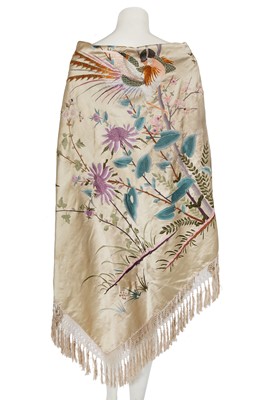 Lot 691 - An embroidered silk shawl, Japanese for the European market, 1920s
