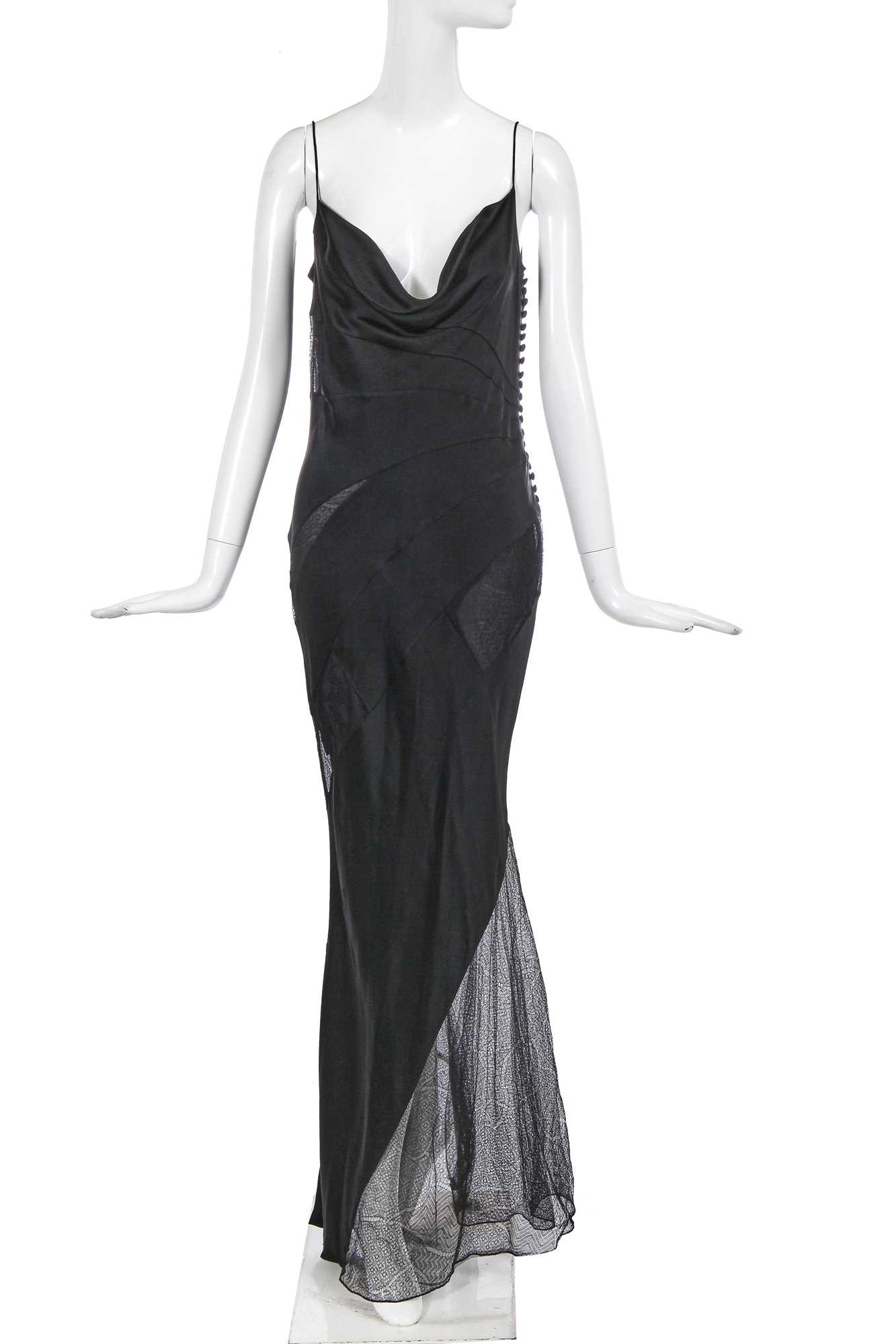 Lot 113 - A Christian Dior by John Galliano bias-cut black lace and satin dress, commercial collection 2001