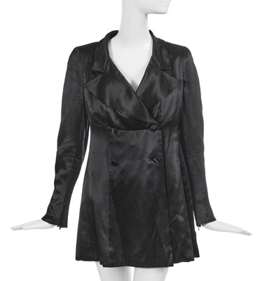 Lot 73 - Marianne Faithfull's Chanel haute couture by Karl Lagerfeld black satin double-breasted jacket, 1998
