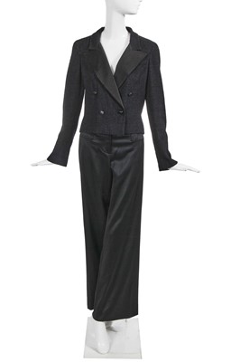 Lot 67 - Marianne Faithfull's Chanel by Karl Lagerfeld black tweed tuxedo jacket, Spring-Summer 2005