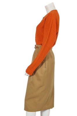 Lot 179 - An Hermès green-beige wool skirt, late 1980s-90s