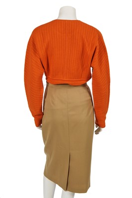 Lot 179 - An Hermès green-beige wool skirt, late 1980s-90s