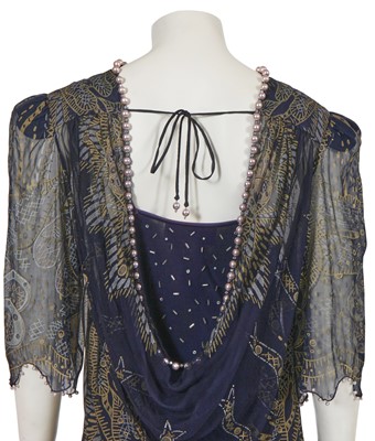 Lot 465 - A Zandra Rhodes printed chiffon tunic dress, 1980s