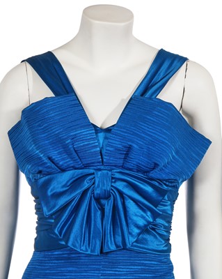 Lot 518 - A Nina Ricci blue textured silk dress, circa 1979