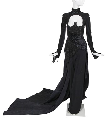Lot 131 - A Jean-Louis Scherrer haute coutue by Stephane Rolland black silk jersey evening gown/jumpsuit, Autumn-Winter 2001-02