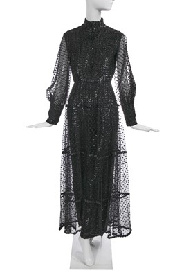 Lot 698 - An Oscar de la Renta sequined black rayon jumpsuit, circa 1970