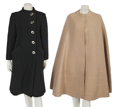 Lot 588 - A Pauline Trigère coat and cape, circa 1966