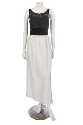 Lot 597 - A Jaques Heim haute couture black and white silk dress, circa 1960