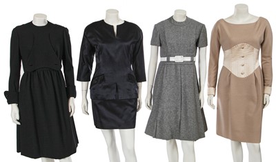Lot 589 - Three Geoffrey Beene dresses and a suit, 1960s-80s