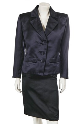 Lot 436 - An Yves Saint Laurent haute couture black satin 'Le Smoking' suit, circa 1987