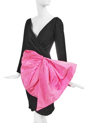 Lot 270 - An Yves Saint Laurent black cloqué dress, circa 1987