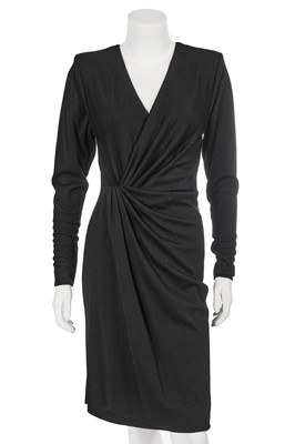 Lot 448 - An Yves Saint Laurent haute couture black wool jersey dress, circa 1985