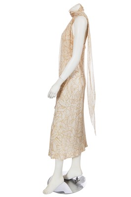 Lot 486 - A Halston printed beige crêpe de chine dress, circa 1978