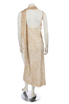 Lot 486 - A Halston printed beige crêpe de chine dress, circa 1978