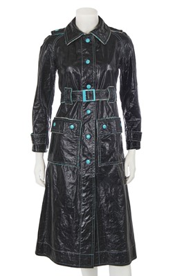 Lot 539 - An André Courrèges black vinyl-coated canvas coat, circa 1968