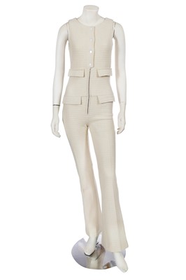 Lot 538 - An André Courrèges cream wool jumpsuit, circa 1969