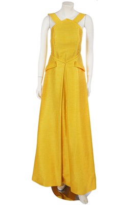 Lot 532 - An André Courrèges dappled yellow silk dress, circa 1979