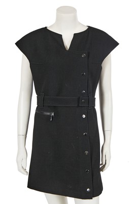 Lot 536 - An André Courrèges black wool minidress, circa 1970