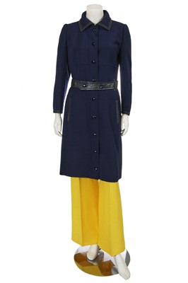 Lot 537 - An André Courrèges navy wool coat, circa 1969