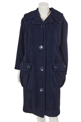 Lot 603 - A Pierre Cardin navy brushed wool coat, circa 1959