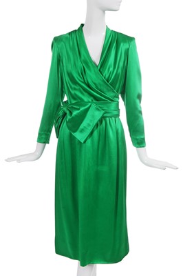 Lot 489 - An Hubert de Givenchy haute couture green satin dress, mid-late 1980s