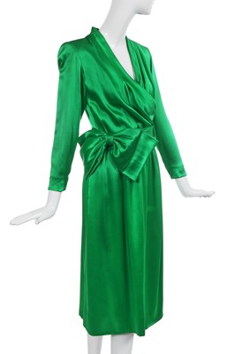 Lot 489 - An Hubert de Givenchy haute couture green satin dress, mid-late 1980s