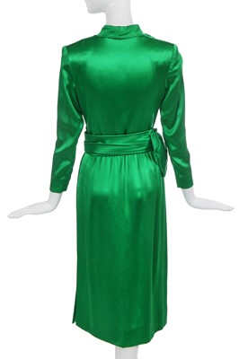Lot 489 - An Hubert de Givenchy haute couture green satin dress, mid-late 1980s