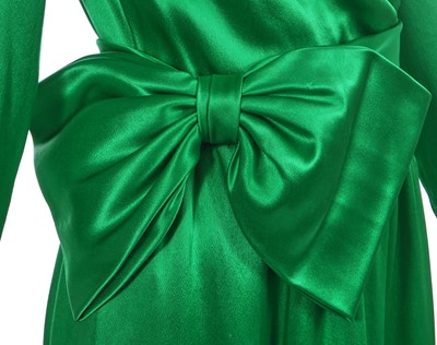 Lot 489 - An Hubert de Givenchy haute couture green satin dress, mid-late 1980s