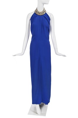 Lot 392 - A Pierre Cardin blue silk crêpe maxi dress, late 1970s