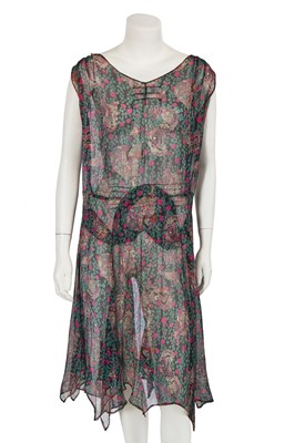 Lot 626 - A rare Joseph Urban printed silk chiffon dress, American, circa 1928