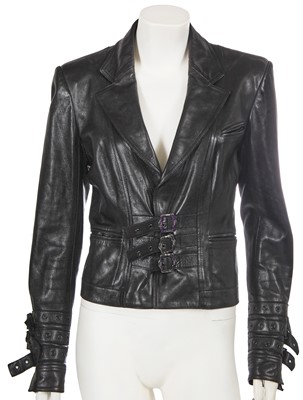 Lot 252 - A Christian Dior by John Galliano black lambskin bondage jacket, commercial collection 2003
