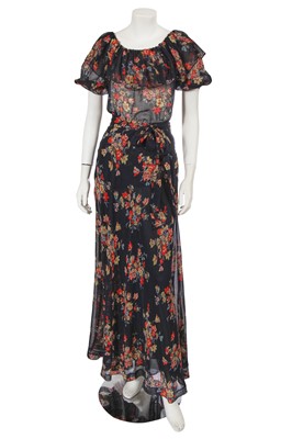 Lot 526 - An Yves Saint Laurent floral printed cotton voile ensemble, 1970s