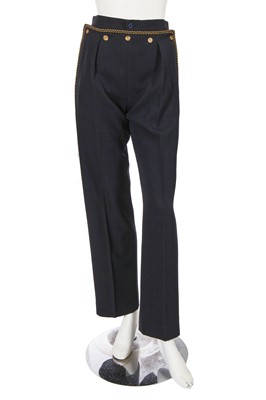 Lot 531 - A pair of Yves Saint Laurent black grain de poudre high-waisted trousers, 1979