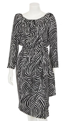 Lot 451 - An Yves Saint Laurent black and white silk ensemble, Spring-Summer 1984