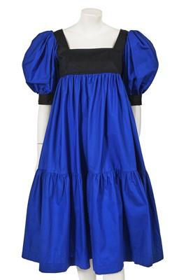 Lot 454 - An Yves Saint Laurent blue and black cotton peasant dress, 1980s